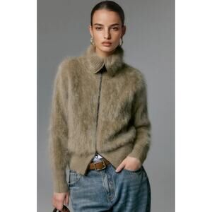 FIBFLX Luxe Brushed Cashmere Turtleneck Cardigan with Two-Way Zip Women’s Sz. XS